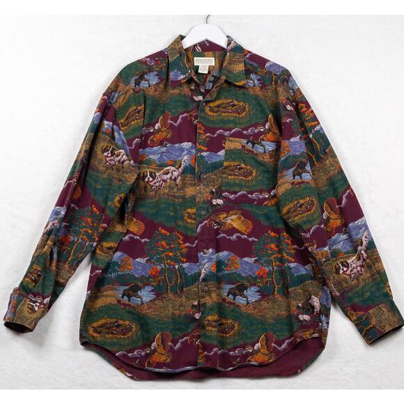 BANANA REPUBLIC SAFARI & TRAVEL Animal Outdoor Hunting Button Up Shirt Mens XL - Picture 1 of 7